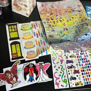 Vintage 80s 90s y2k stickers and gumball stickers lot Lisa Frank etc